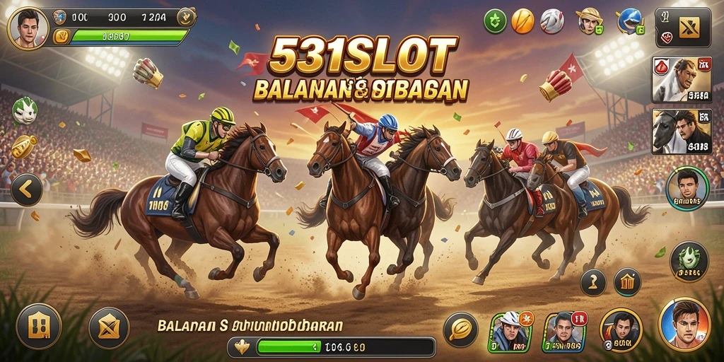 Screenshot menunjukkan aksi balapan mendebarkan di 531SLOT.