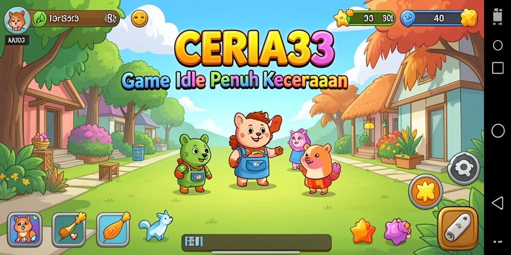 Tampilan gameplay CERIA33 yang ceria dan interaktif.