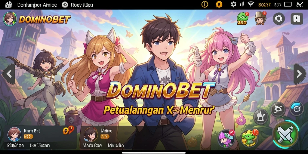 Tampilan gameplay DOMINOBET yang menakjubkan dengan karakter Anime.
