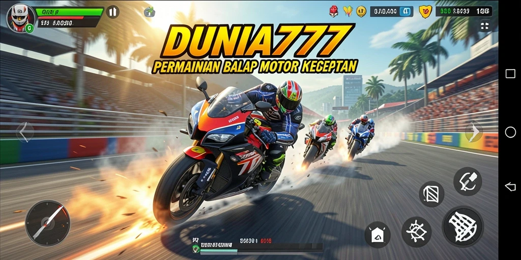 Gameplay DUNIA777 menampilkan aksi balap motor yang mendebarkan.