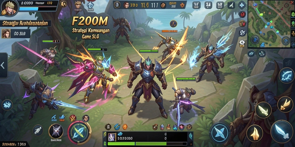 Screenshot gameplay F200M menunjukkan pertempuran yang mendebarkan dalam strategi.