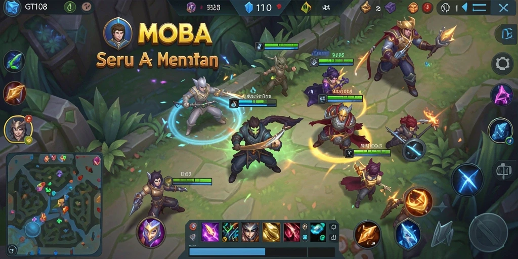 Tangkapan layar gameplay GT108 yang menunjukkan pertempuran seru antara tim.