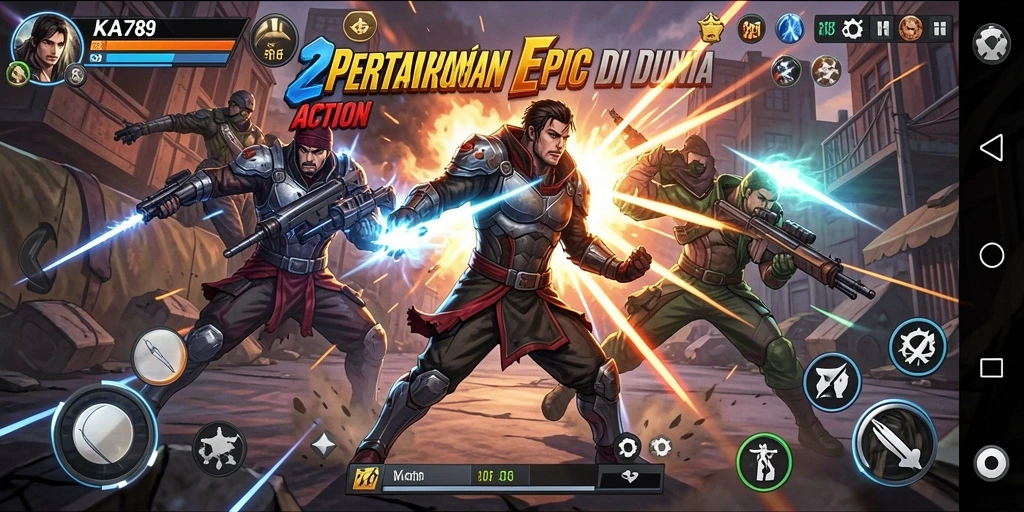 Screenshot gameplay KA789 menampilkan aksi pertempuran yang mendebarkan.
