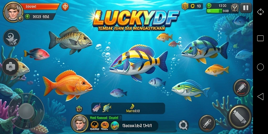 Screenshot menampilkan gameplay seru Tembak Ikan di LUCKYDF.