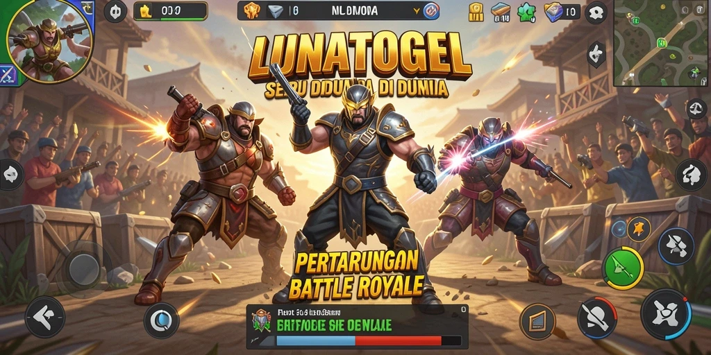 Screenshot menunjukkan aksi intense dalam permainan Battle Royale yang mendebarkan.
