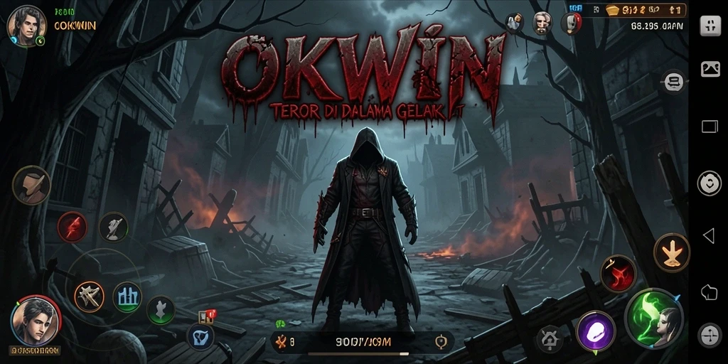 Tampilan gameplay menakutkan dari OKWIN yang penuh dengan kegelapan.