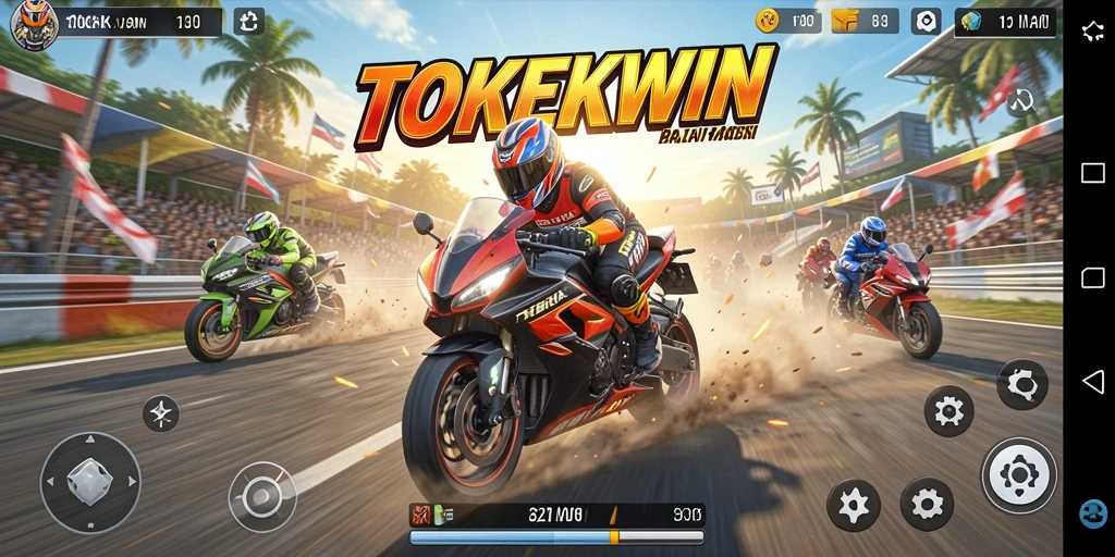 Gameplay menegangkan dalam balapan motor yang seru.