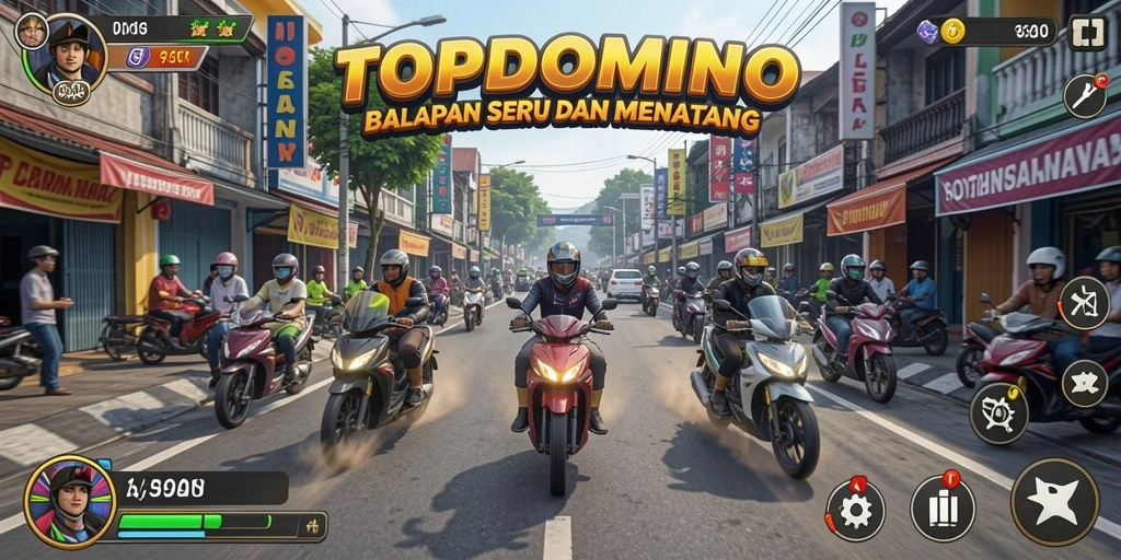 Gambaran gameplay balapan yang mendebarkan di TOPDOMINO.