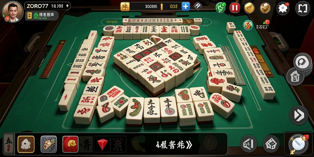 Screenshot utama ZORO77 menampilkan gameplay Mahjong yang seru.